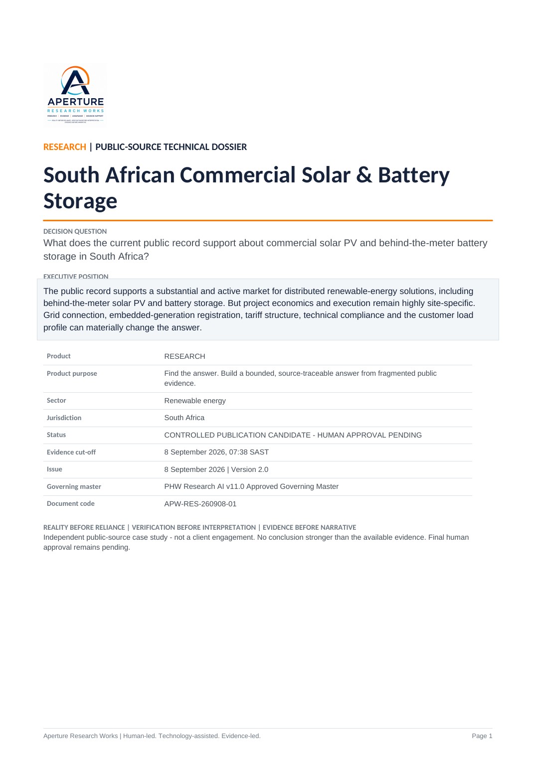 Cover of South African Commercial Solar & Battery Storage