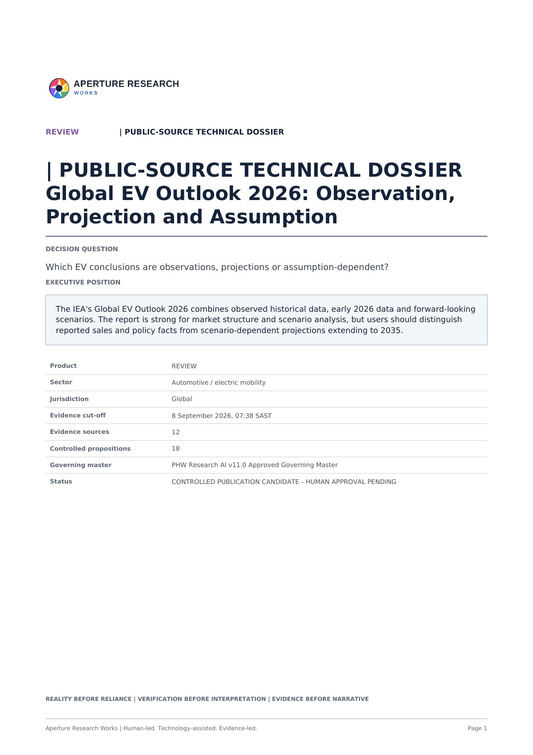 Cover of Global EV Outlook 2026: Observation, Projection and Assumption