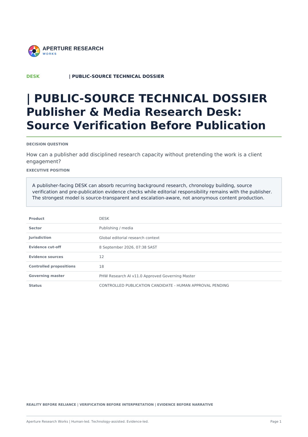 Cover of Publisher & Media Research Desk