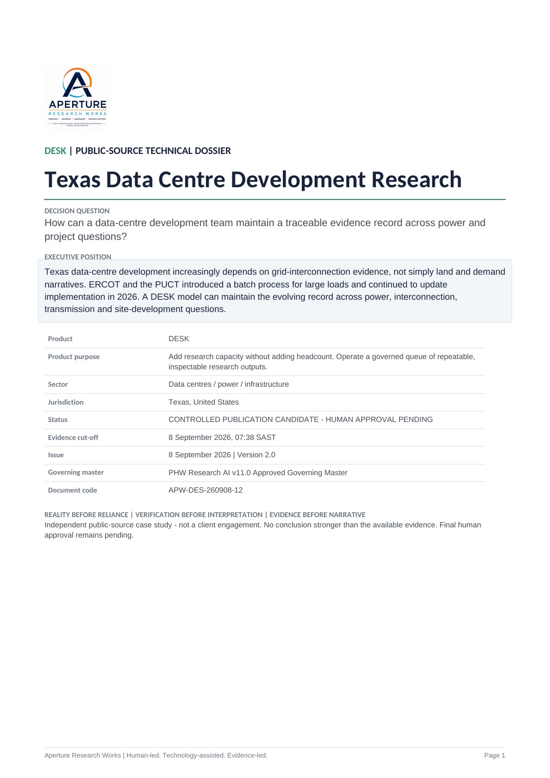 Cover of Texas Data-Centre Development Research Desk